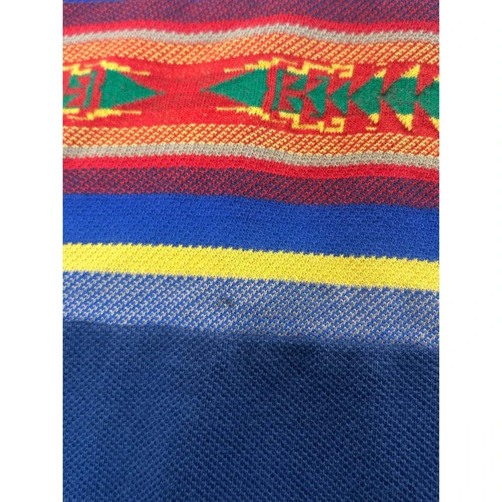 Polo Ralph Lauren Polo Shirt Mens XL Blue Aztec Stripe Southwestern Pony Logo